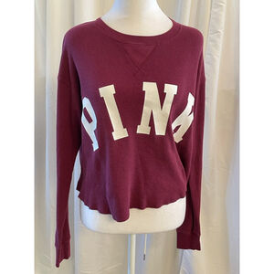 Women's PINK Victoria's Secret Long Sleeve Tee XS Burgundy White